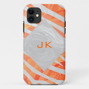 Coque Case-Mate iPhone Zèbre Monogramme Orange et Blanc