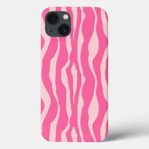 Etui iPhone 13 Zèbre rayures - Fuchsia et rose clair