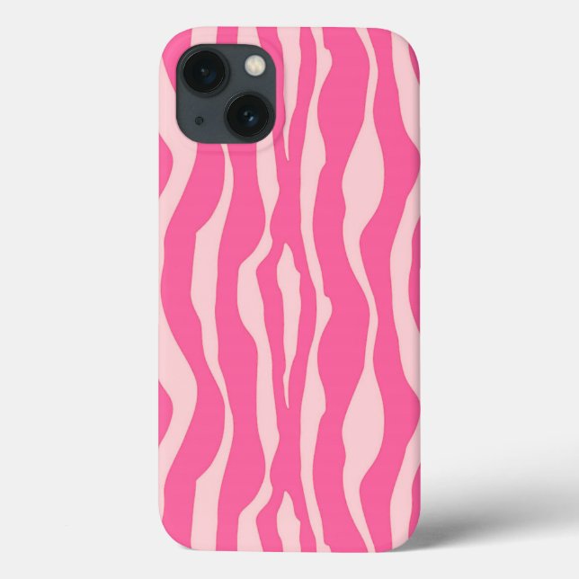 Coques Case-Mate iPhone Zèbre rayures - Fuchsia et rose clair (Verso)