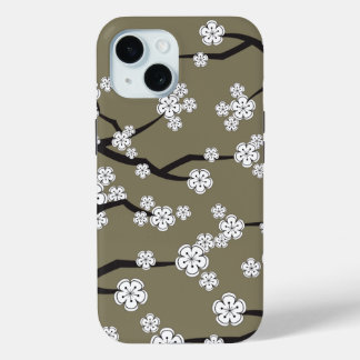 Coque Pour iPhone 15 Zen Blanc Sakura Fleurs de fleurs de cerisier sur 