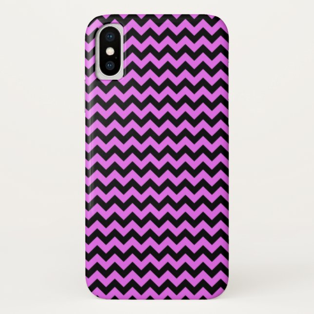Coques Case-Mate iPhone Zig Zag Chevron noir et violet (Dos)