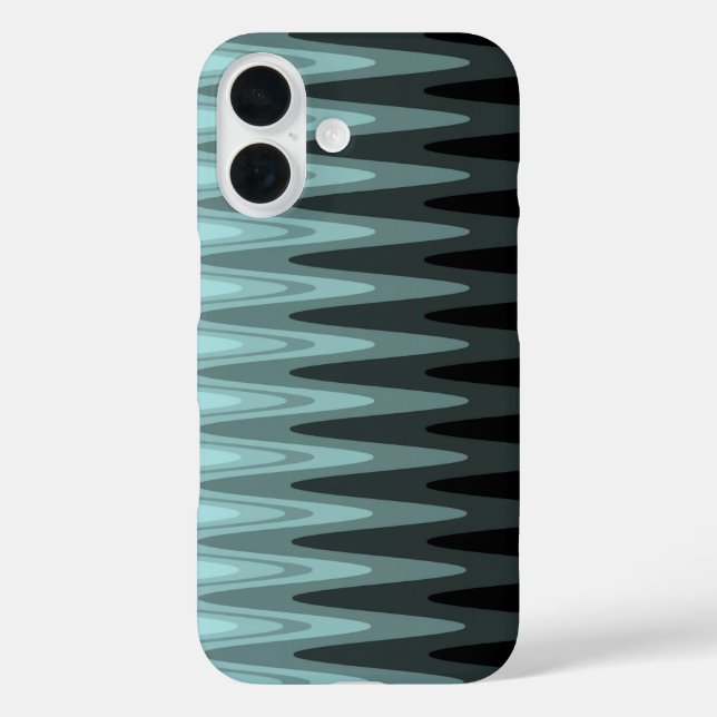Coques Case-Mate iPhone Zig Zag Turquoise noir Motif gris (Verso)