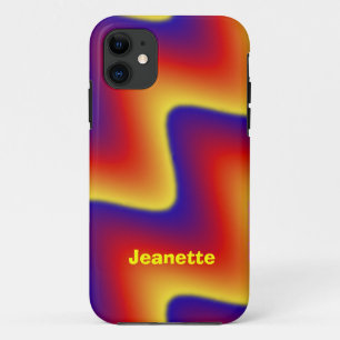 Coque iPhone 11 Zigzag Blue & Orange, nom 