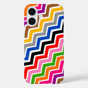 Coque Pour iPhone 16 Zigzag Chevron multicolore Conception Motif