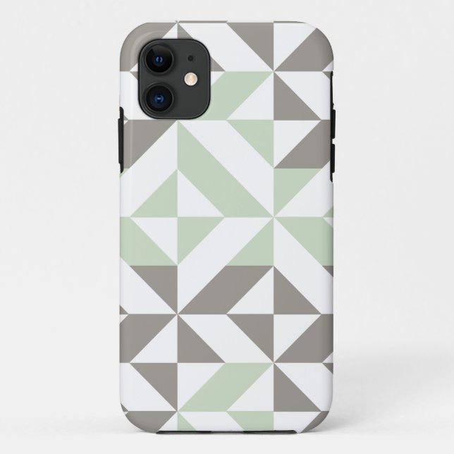 Coques Case-Mate iPhone ZigZag géométrique Sage Green et Silver (Dos)