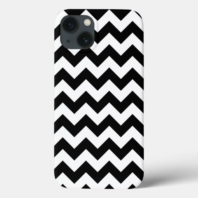 Coques Case-Mate iPhone Zigzag noir et blanc horizontal (Verso)