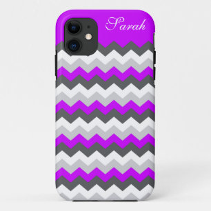 Coque Case-Mate Pour iPhone Zigzag pourpre de Chevron de monogramme -