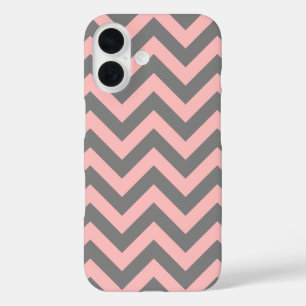 Coque Pour iPhone 16 Zigzag rose et gris