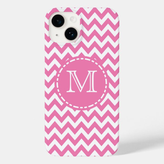 Coques Case-Mate iPhone ZigZag rose / Motif Chevron - Monogramme (Verso)