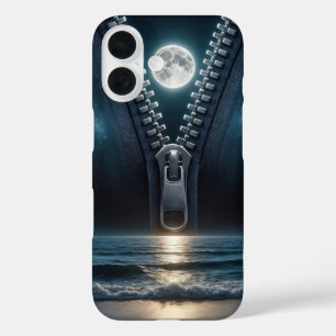 Coque Pour iPhone 16 Zipper Dézippant Le Lune