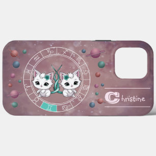 Case-Mate iPhone Case Zodiac Gemini Cute Chat Roue Planète Astrologie