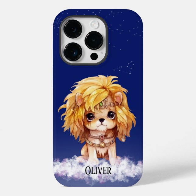 Coques Case-Mate iPhone Zodiac Leo sur nuage Blue starsky formation (Verso)