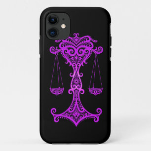 Etui iPhone Case-Mate Zodiaque pourpre complexe de Balance sur le noir