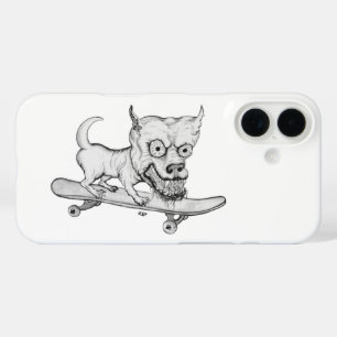 Coque Pour iPhone 16 Zombie Dog, Mon petit chien adorable sur skateboar