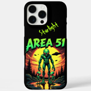 Coque iPhone 16 Pro Max Zone de surveillance des Aliens de Neon brillant 5