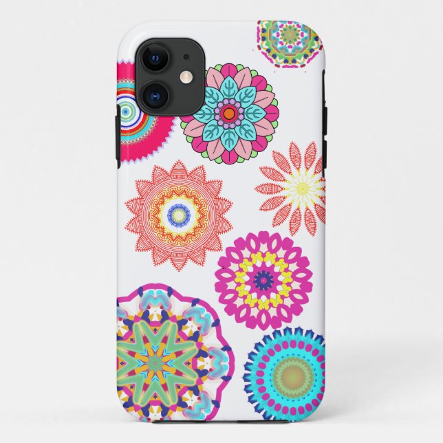 Coques iphone floraux de motif de mandala abstrait (Dos)