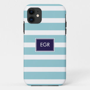 coques iphone Monogrammes (Aqua/Navy)