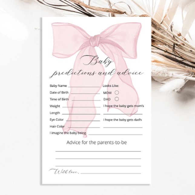 Coquette à la botte rose Baby shower prédictions p (Créateur téléchargé)