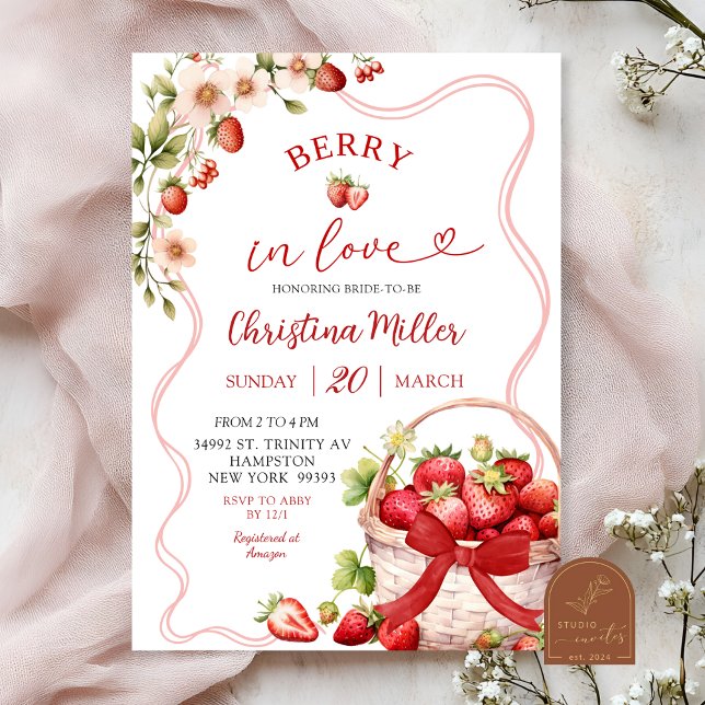 Coquette Berry In Love Nuptiale Douche Invitation (Créateur téléchargé)