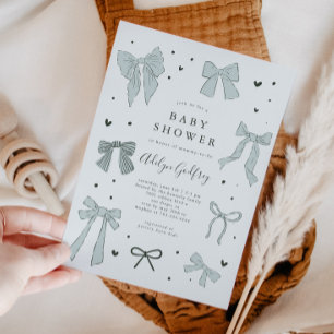 Coquette Bow Baby shower bleu Invitation