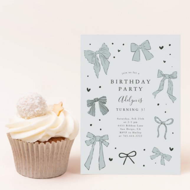 Coquette Bow Boy Invitation de fête d'anniversaire (Créateur téléchargé)