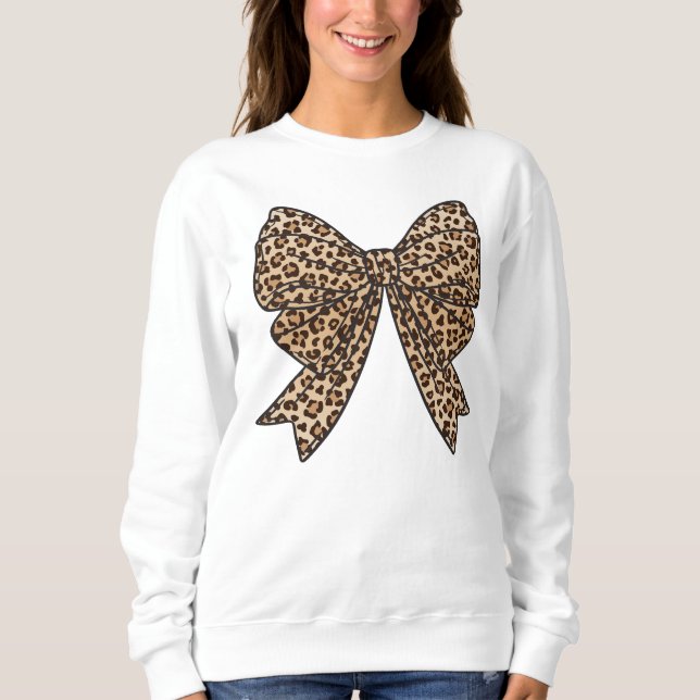 Coquette Bow Empreinte de léopard Bow Sweatshirt (Devant)