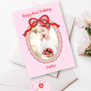 Coquette Bow Frame Photo Bonne Carte Anniversaire