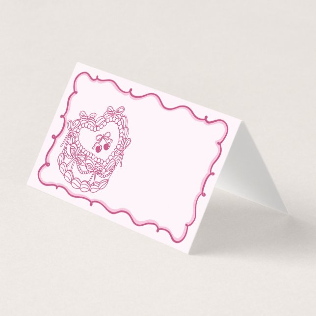 Coquette Bow rose gâteau Bachelorette Carte de vis (Front)
