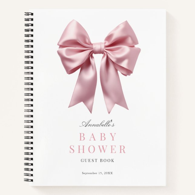 Coquette Bow rose Ribbon Baby shower livre d'invit (Devant)
