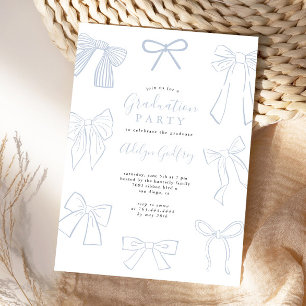 Coquette Bows Grey Graduation Party Invitation