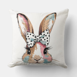 Coquette Bunny Bow Coussin de Pâques - Soft & Styl