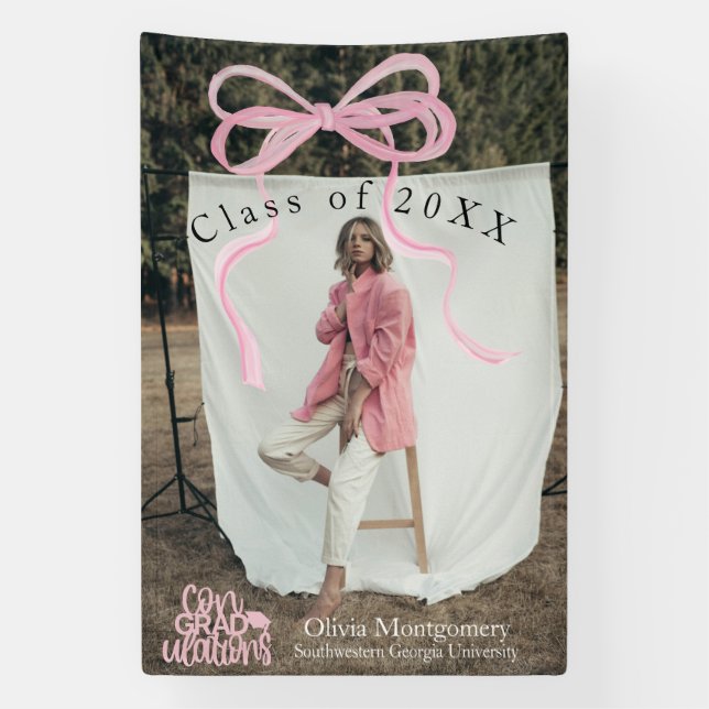 Coquette ConGRADulations Photo Graduation Bannière (Verticale)