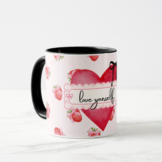 Coquette fraise Vous aimez Mug Positivité (Devant gauche)
