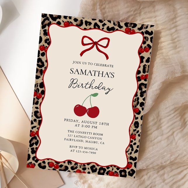 Coquette Leopard Cheetah Girl Birthday Invitation (Créateur téléchargé)