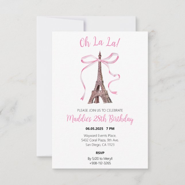 Coquette Paris Invitations d'anniversaire (Devant)