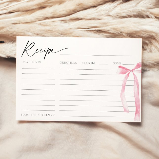 Coquette Pink Bow Attache la carte de recette de n (Créateur téléchargé)