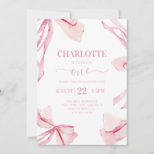 Coquette PINK BOW Invitation d'anniversaire