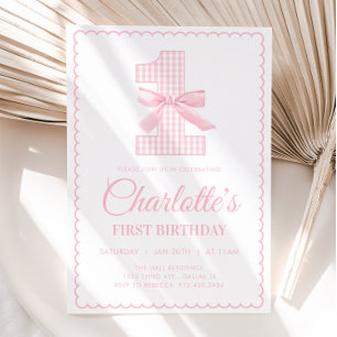 Coquette PINK BOW Invitation d'anniversaire