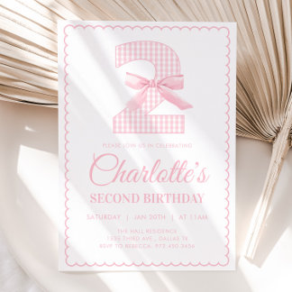 Coquette PINK BOW Invitation du 2e anniversaire