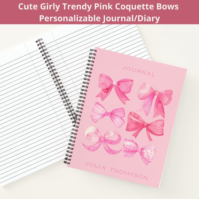 Coquette Rose Aquarelle tendance Bow Girly Journal (Créateur téléchargé)