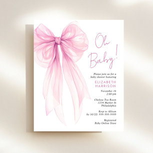 Coquette Rose Bow Baby Girl Douche Invitation