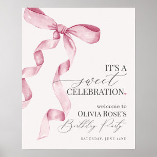 Coquette rose Bow Girl Anniversaire Affiche de bie