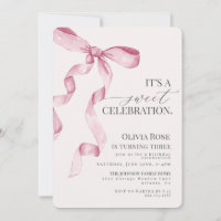 Coquette Rose Bow Girl Anniversaire Fête Invitatio