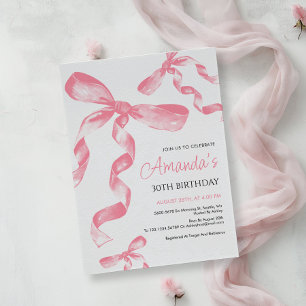 Coquette Rose Bow Invitation Anniversaire