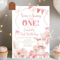 Coquette Rose Bunny Invitation Anniversaire