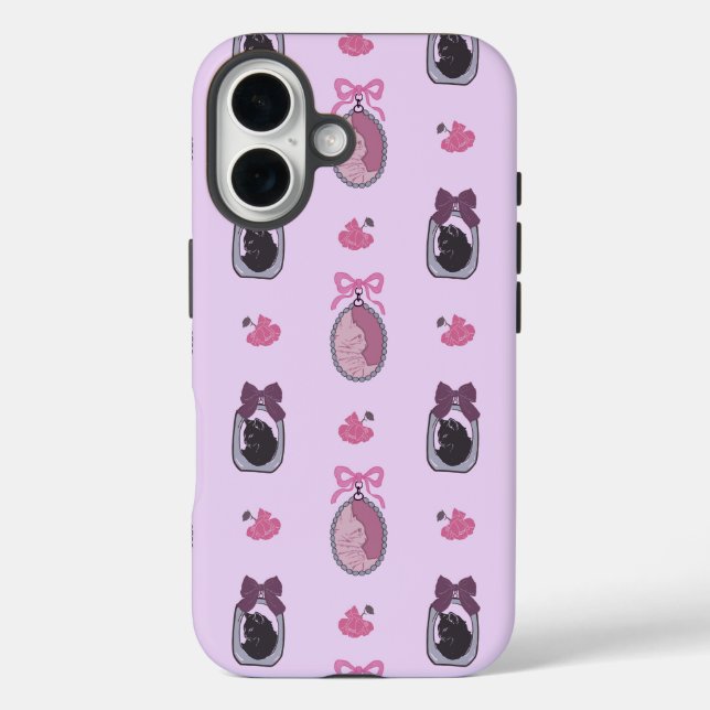 Coquette rose Cat iPhone 16 coque (Verso)