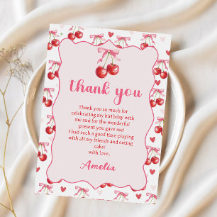 Coquette rose Cerisier Bow Carte de remerciements
