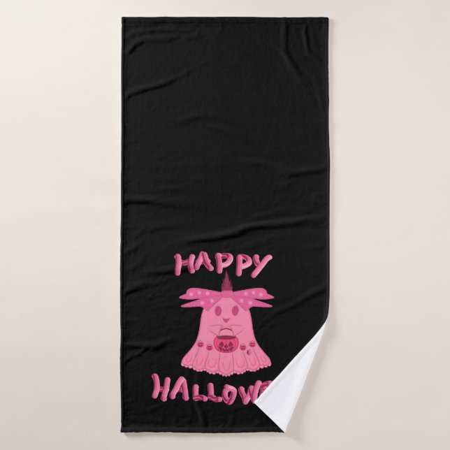 Coquette Rose Fantôme Joyeux Halloween Art Numériq (Serviette de bain)
