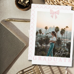 Coquette Rose White Bow Faire-part de graduation