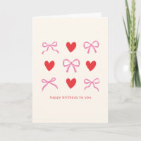 Coquette rouge rose Coeur Bow Personnalisé Carte A
